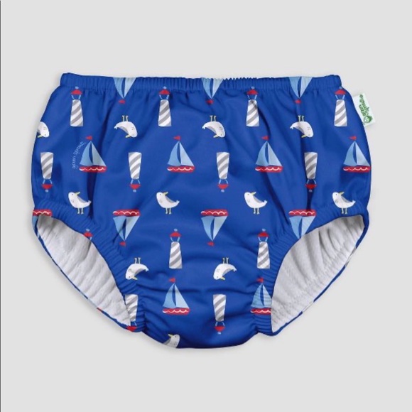 green sprouts Sailboat Print Pull-Up Absorbent Reusable Swim Diaper 0-6 months - Picture 1 of 6